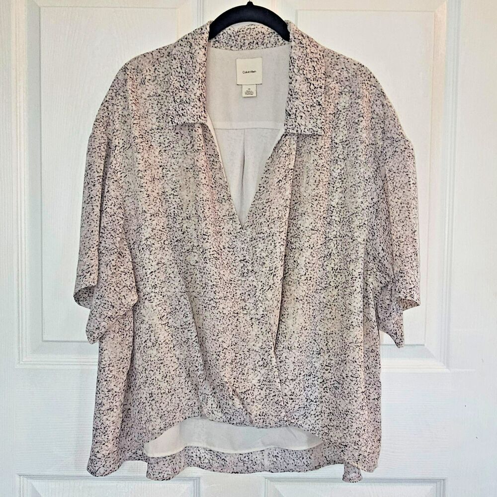 Women's Calvin Klein Black, Grey, White Blouse Large